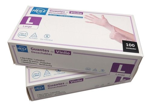 Guantes De Vinilo Caja 100 Unidades Desechable Tallas M Y L