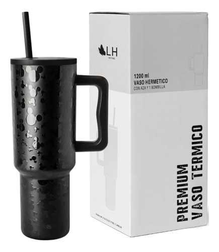 Vaso Térmico Mug 1200 Lt Acero Inoxidable Negro Mickey