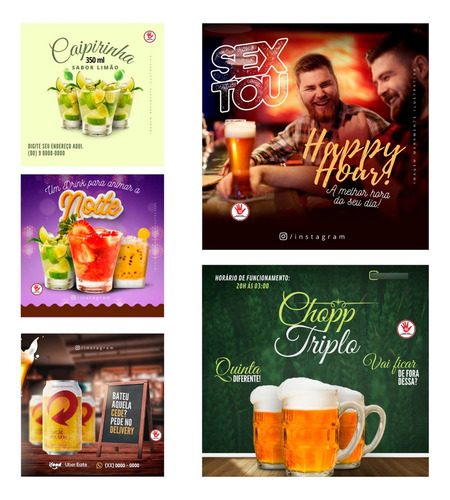 Pacote De Posts Criativos Para Marketing De Bebidas Canva