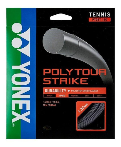 Cuerda De Tenis Yonex Poly Tour Strike 16l/1.30mm Negra 12 M