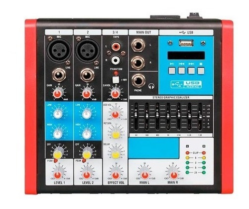 Mesa De Som Compacta Soundvoice Mc4 Eux 4 Canais Usb