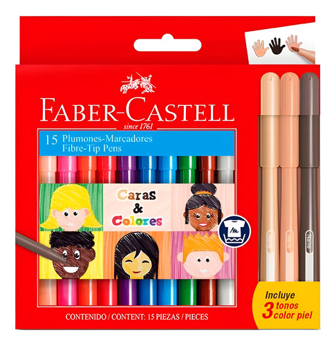 Set 15 Marcadores Faber Castell Fiesta Caras Y Colores