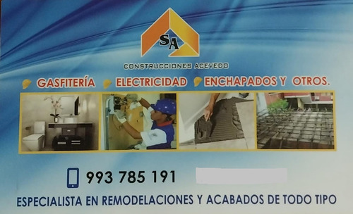 Gasfiteria, Electricidad, Albañileria, Drywall 993785191