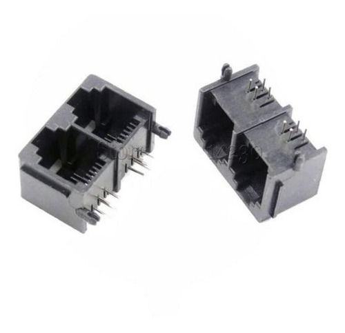 Modulo Ficha Rj11 Hembra Doble 6p4c Para Soldar 4 Pines Diy