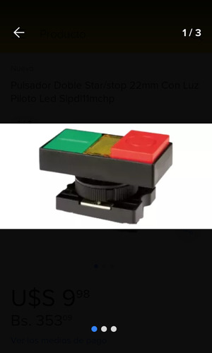 Pulsador Doble Iluminado, Start/stop. Piloto De 2.5 Watts