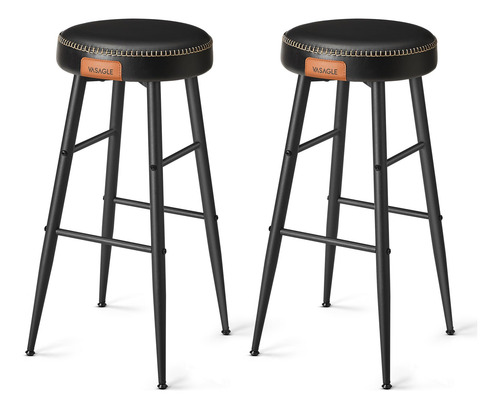 Juego De 2 Taburetes De Bar Modernos Sin Espalda 76 Cm