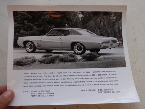 Foto Antigua Buick Wildcat 1969 Coupe No Folleto Manual Auto