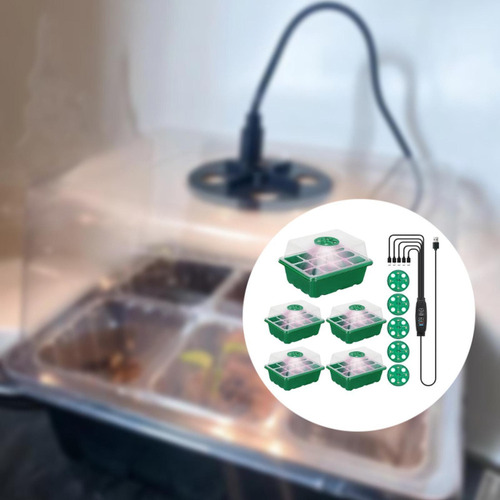 / 5 Set Bandeja De Arranque De Semillas Con Luz De, Con