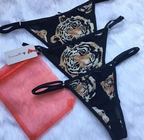 Imagen 4 de 4 de Less Microtul Tigre, Le Coquette Intimate, Tanga Regulable