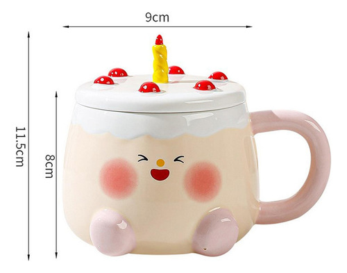 Taza De Té Y Taza De Café Con Tarta De Cumpleaños Y Tapa