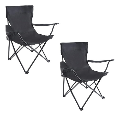 Yssoa Silla De Camping Plegable Portátil Negra, Paquete De 2