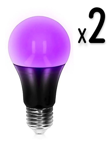Imagen 1 de 6 de Pack X 2 Lampara Led Luz Negra Ultravioleta 12w E27 Fiestas