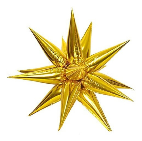 3 Globo De Estrella Picos 3d Star Magic 12 Puntas 26 Pulgad Color Dorado