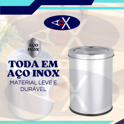 Cesto Lixo Lixeira Inox Basculante Redonda Multiuso 5 Litros