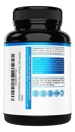 Suplemento De L Citrulina De 3000 Mg (240 Cápsulas) Apoya L