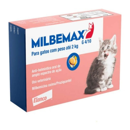 Milbemax Gatos Filhotes Até 2 Kg - 2 Comp Elanco