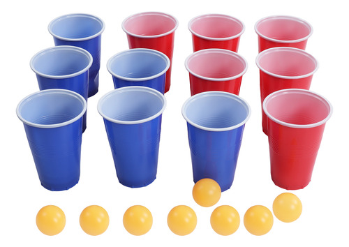 Set De Juego De Cup Pong Beer Fun, 12 Tazas Y 8 Bolas Para L