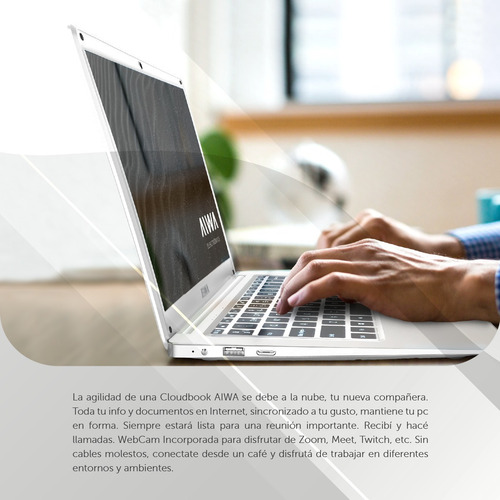 Imagen 6 de 8 de Notebook Cloudbook Aiwa 14.1 Dual Core 128gb 4gb Ram + Funda