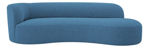 Divã Recamier Orgânico Tokyo 180cm Lado Direito Linho Cor Azul royal