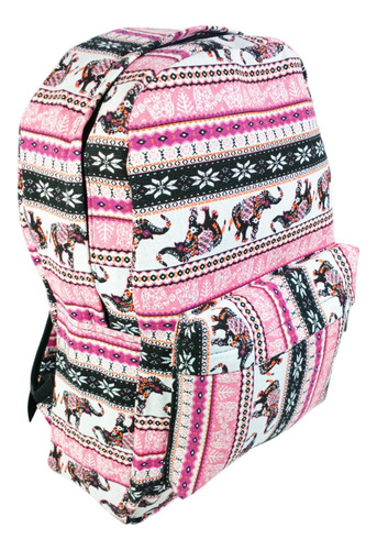 Mochila Bolso Morral Viaje Urbano Escolar Rosa Geométrico