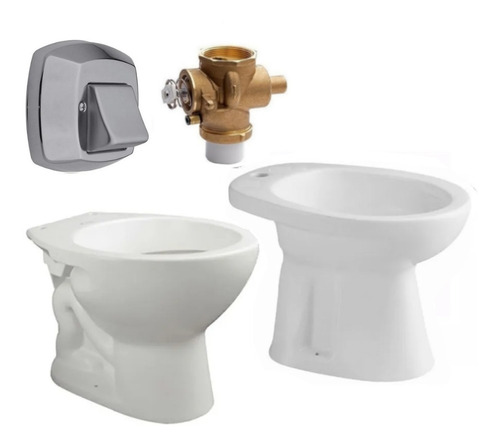 Imagen 1 de 5 de Combo Ferrum Andina Inodoro Bidet 1 Fv Valvula Descar