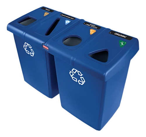 Rubbermaid Estación De Reciclaje Glutton De 4 Variantes Azul