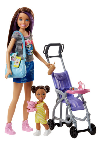Set De Cuidado De Niños Barbie Con Muñeca Skipper, Muñeca Pa