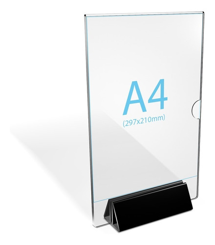 2 Displays Acrílico 100% Transparente A4 Table Tent 29x21cm