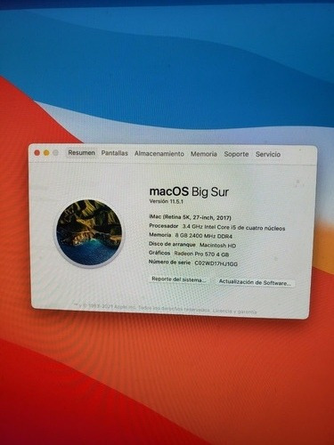 iMac Retina 5k Core I5 27 Pulgadas 8gb Ram 1tb (Usado)