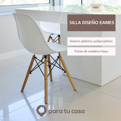 Sillas X 6 Comedor Plástico Patas Madera Diseño Eames Ct