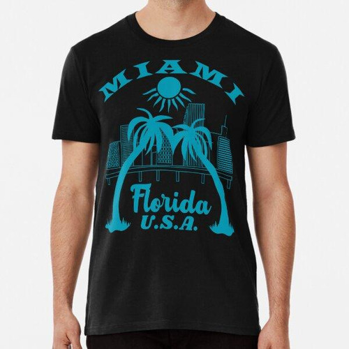 Remera  Retro Azul Profundo Miami Florida Algodon Premium