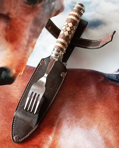 Cuchillo/tenedor Inoxidable C/tejido Tiento Alpaca 14c Vaina