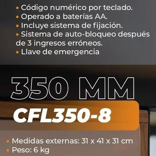 Imagen 4 de 5 de Caja Fuerte Digital Lusqtoff Teclado Numerico 35cm Pared