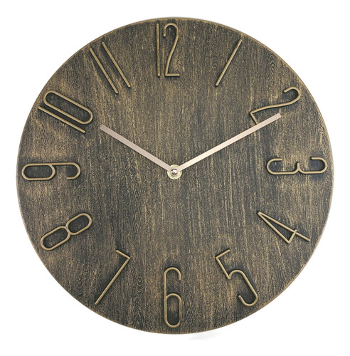 Reloj De Pared Nórdico, Movimiento De Barrido, Oro Bronce