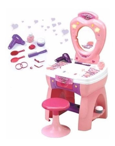 Tocador Rondi Little Star Con Luz Pinturas Y Banquito Nena