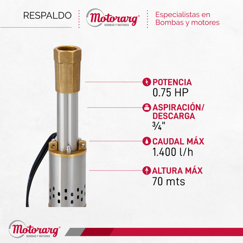 Bomba Sumergible Pozo Motorarg Bmt 200m Eleva 40mts Altura