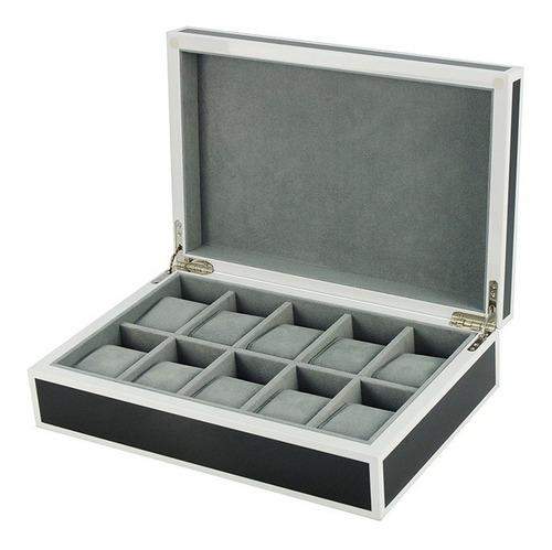 Imagen 2 de 5 de Estuche Caja Para Relojes Estilo Moderno 10 Ranuras Negro