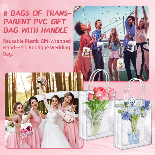 60pcs Bolsas De Regalo De Pvc Transparente Con Asas, Bolsas