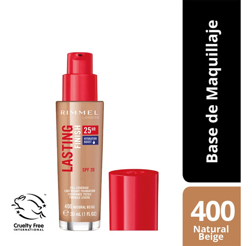 Rimmel Lasting Finish 25 horas tono 400 base de maquillaje líquida