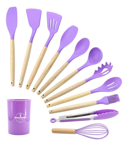 Set De 12pz Utensilios De Cocina Antiadherente De Silicona