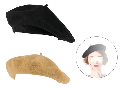 2 Piezas Elgante Boina De Lana Gorro Beret Gorra Para Dama