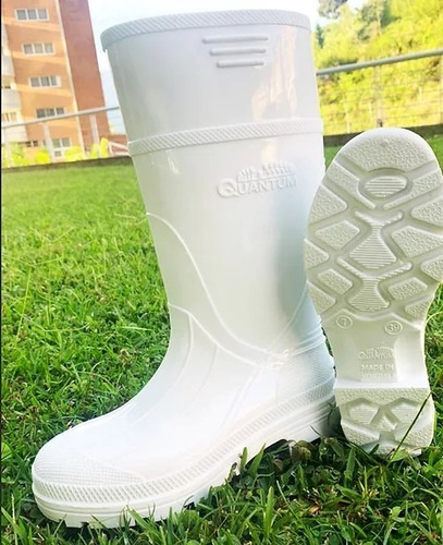 Imagen 2 de 2 de Botas De Pvc Blancas Caña Alta Con Punta De Hierro
