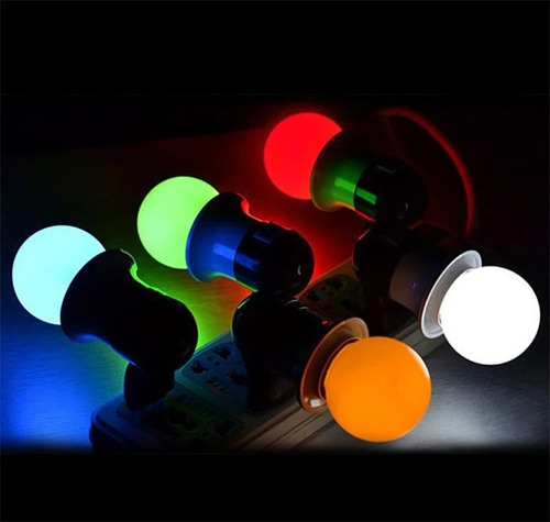 Bombillo Led 1w Pinpon Colores E27 110v Decorativo Eventos