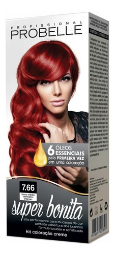 Coloração Super Bonita 50g Probelle Tom Louro médio vermelho intenso