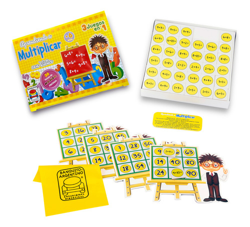Juego Aprender A Multiplicar 3 En 1 - En Madera Banquito Arg