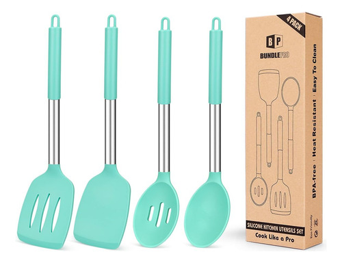 Juego De 4 Utensilios De Silicona Con Espátulas Y Cucharas R