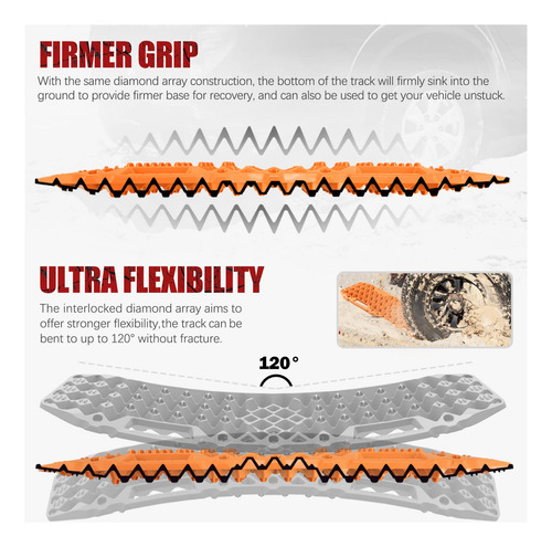 Bunker Indust Tablas De Tracción 4x4 Naranja 1 Par