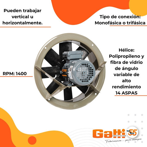Imagen 7 de 10 de Extractor De Aire Axial Industrial 65 Cm P/ Pared Gatti Vent