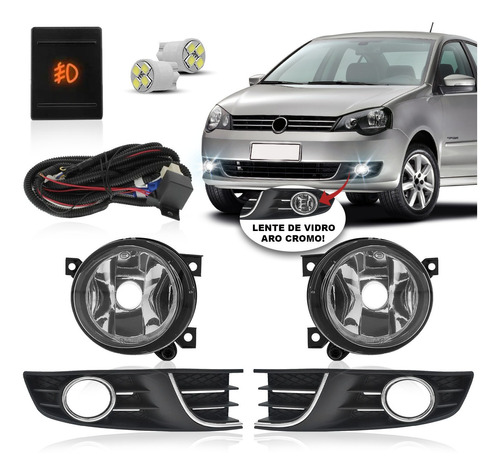 Kit Farol Milha Polo 2012 2013 2014 2015 Bt Quadrado