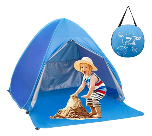Tienda De Campaña De Playa Con Protección Solar Para 3 Perso Azul